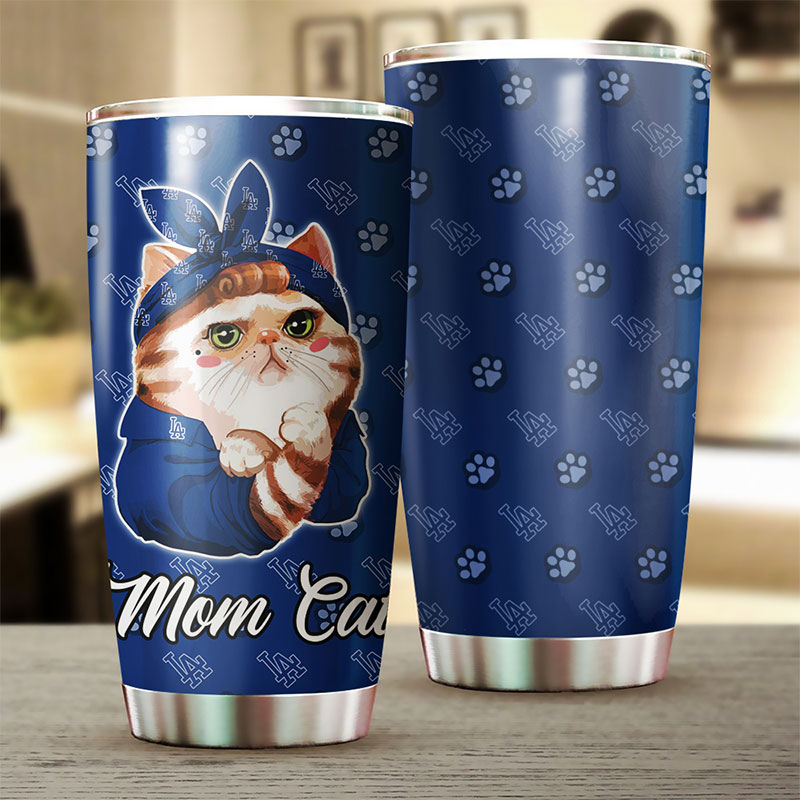 Los Angeles Dodgers MLB Tumbler for Cat Moms with MLB Logo - Image 2