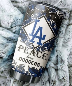 Los Angeles Dodgers MLB Tumbler spreading peace and love with custom MLB logo