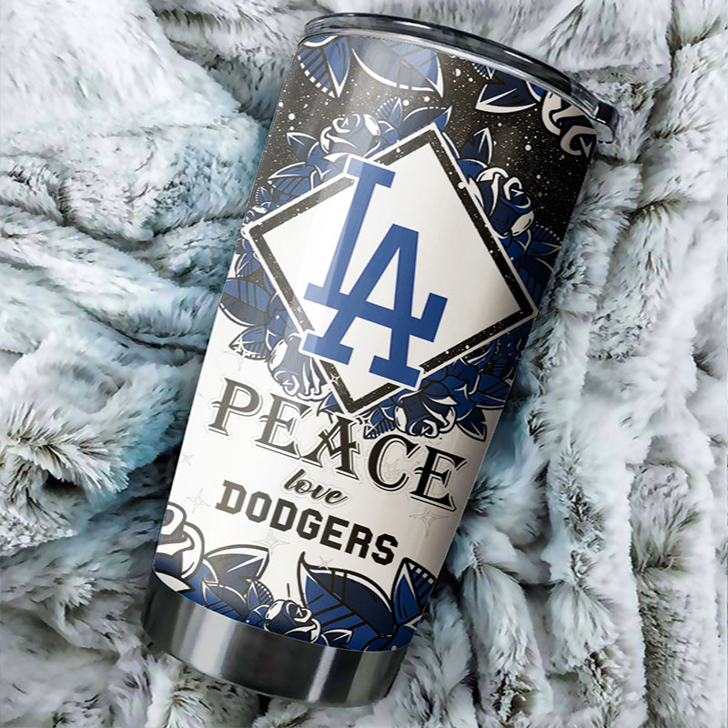 Los Angeles Dodgers MLB Tumbler spreading peace and love with custom MLB logo