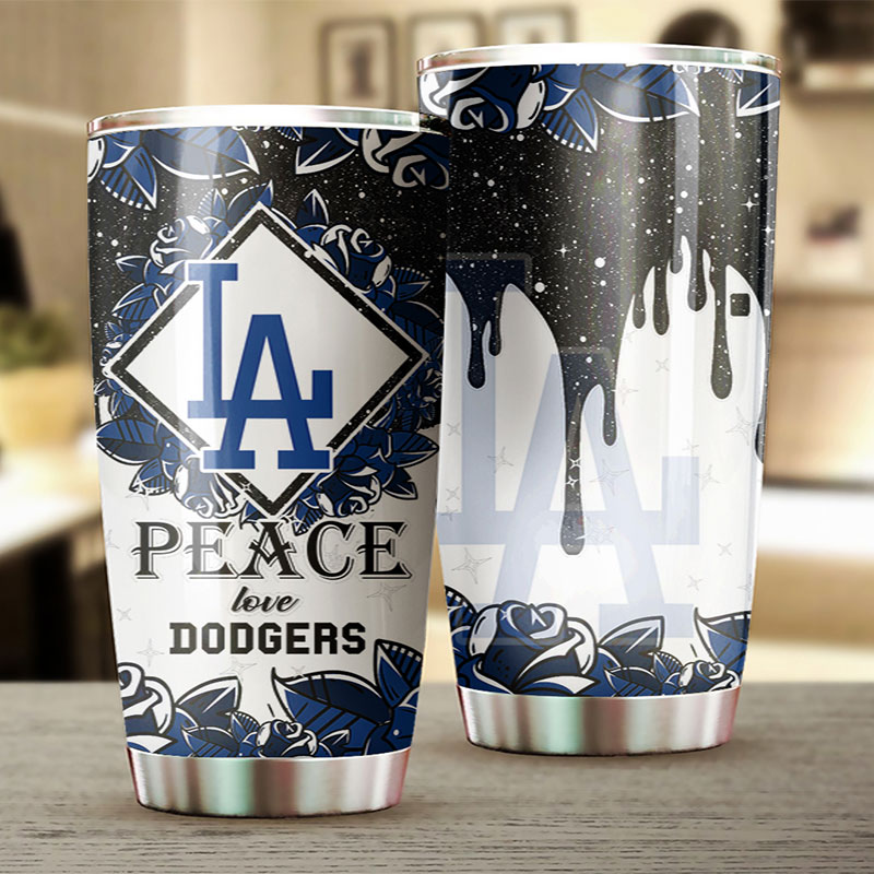 Los Angeles Dodgers MLB Tumbler spreading peace and love with custom MLB logo - Image 2
