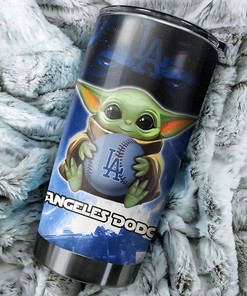 Los Angeles Dodgers MLB Tumbler with Baby Yoda Personalization