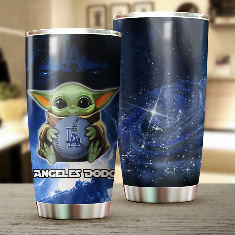 Los Angeles Dodgers MLB Tumbler with Baby Yoda Personalization - Image 2