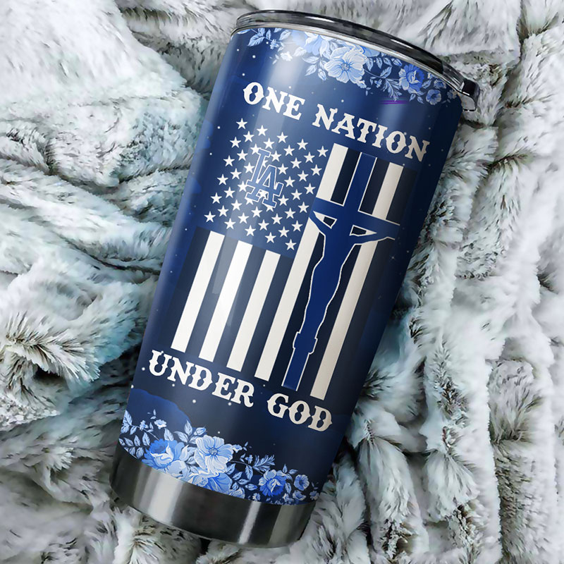 Los Angeles Dodgers MLB Tumbler with One Nation Under God Design and MLB Logo