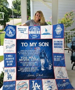 Los Angeles Dodgers Quilt Bedding Set with Dad's Letter - Perfect for Baseball Fans
