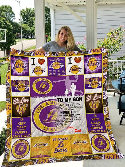 Los Angeles Lakers Fan Quilt Bedding Set from Dad to Son