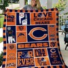 Love Chicago Bears Quilt Blanket with Football Theme