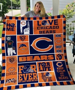 Love Chicago Bears Quilt Blanket with Football Theme