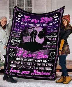 Love Forever And Always To My Wife Fleece Blanket Quilt Bedding Set for Valentine's Day