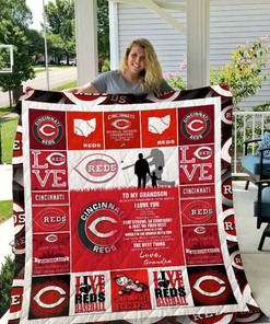 Love Grandpa Cincinnati Reds Fan Quilt Blanket