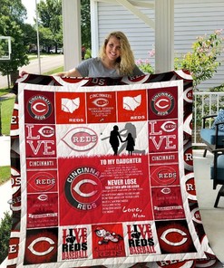 Love Mom Cincinnati Reds Quilt Bedding Set with Quilt Blanket, Great Gift for Mother's Day