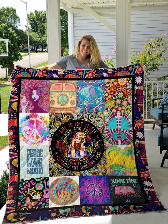 Love Music and Be Free with Wild Hippie Quilt Blanket