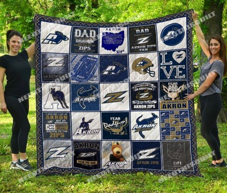 Love NCAA Akron Zips Collected Quilt Bedding Set for Girls