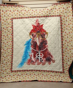 Love Peace Chicken Quilt Blanket for a Cozy Night In