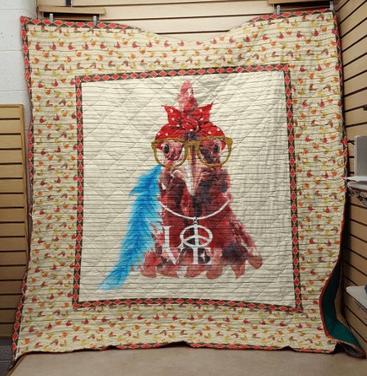 Love Peace Chicken Quilt Blanket for a Cozy Night In