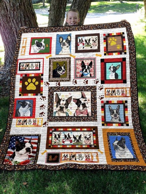 Lovely Boston Terrier Quilt Blanket - Perfect for Boston Terrier lovers Gifts