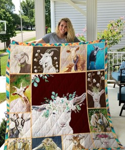 Lovely Goat With Flowers Quilt Blanket - Unique Gifts for Animal Lovers