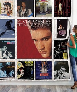 Lyrics Elvis Presley Albums Collection Quilt Blanket, Celebrating the King of Rock and Roll