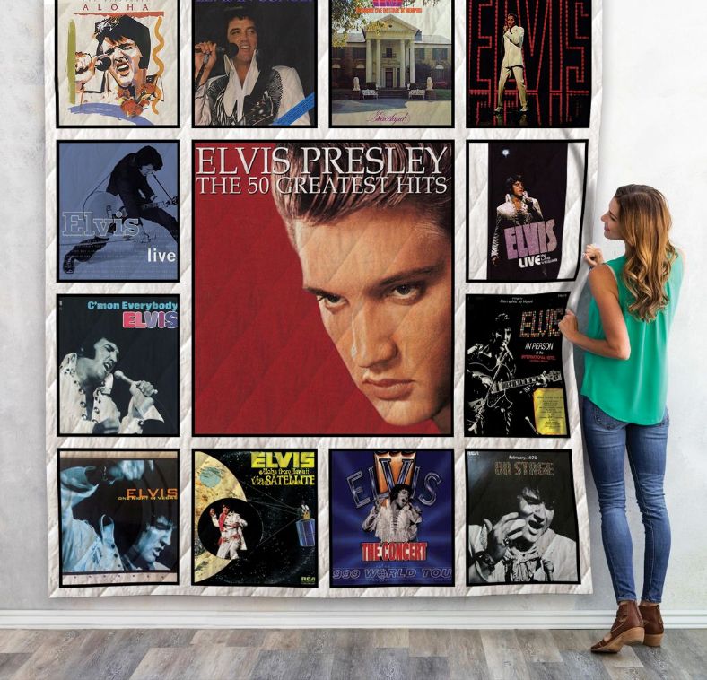 Lyrics Elvis Presley Albums Collection Quilt Blanket, Celebrating the King of Rock and Roll