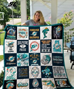 MD Miami Dolphins Pride Collected Quilt Blanket - Celebrate Your Pride for the Dolphins with this Cozy Quilt