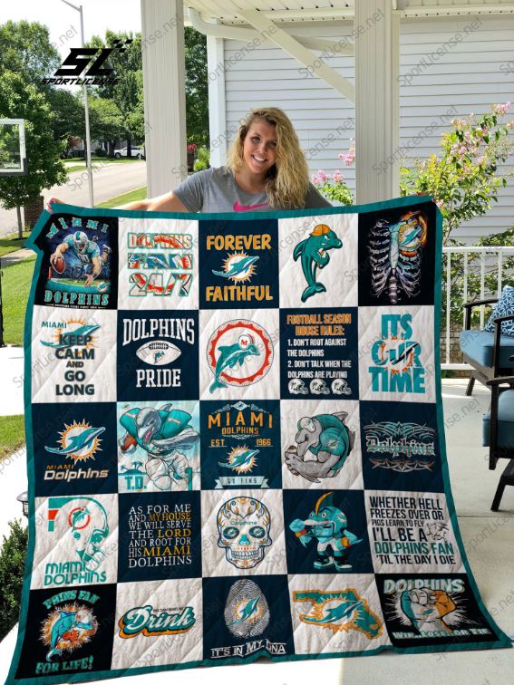 MD Miami Dolphins Pride Collected Quilt Blanket - Celebrate Your Pride for the Dolphins with this Cozy Quilt
