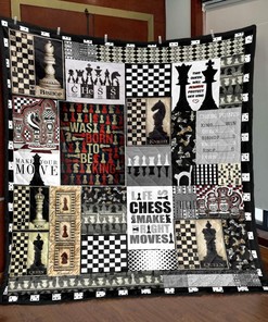 Make Your Move Chess: Quilt Bedding Set with Fleece Blanket for Chess Lovers