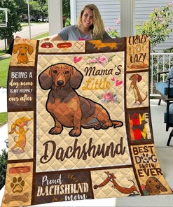 Mama' Little Dachshund Great Quilt Blanket with Cute Dog Design