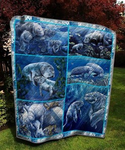 Manatees Quilt Blanket Bs2903-7 for Marine Life Lovers