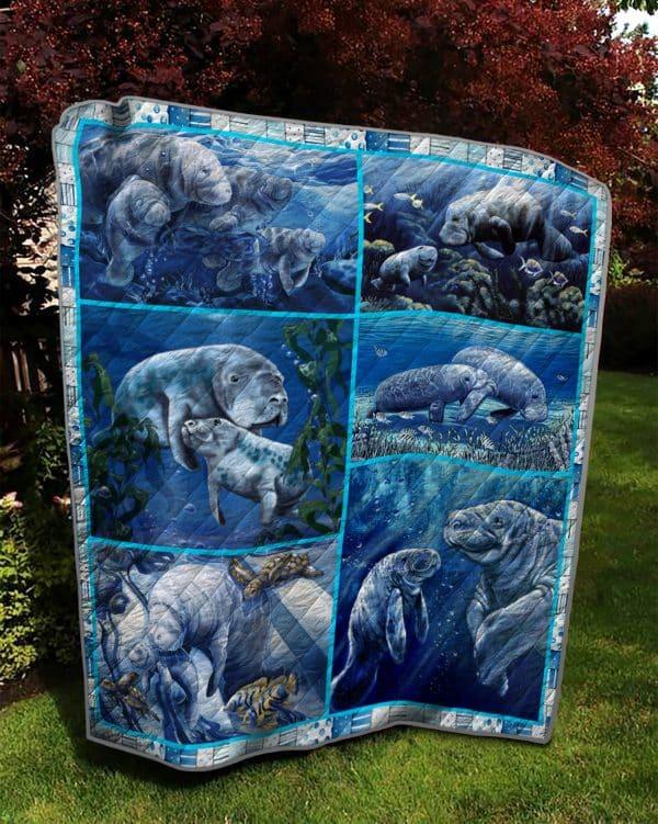 Manatees Quilt Blanket Bs2903-7 for Marine Life Lovers