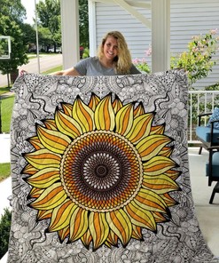 Mandala Pattern and Sunflower Bedding Set for Sunflower Lovers