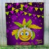 Mardi Gras Carnival Party Flyer Bunting Great: Quilt Bedding Set with Fleece Blanket for Mardi Gras Lovers
