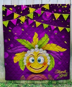 Mardi Gras Carnival Party Flyer Bunting Great: Quilt Bedding Set with Fleece Blanket for Mardi Gras Lovers