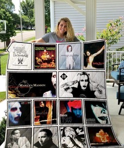 Marilyn Manson Quilt Blanket - Marilyn Manson Musician Vintage Quilt Bedding Set
