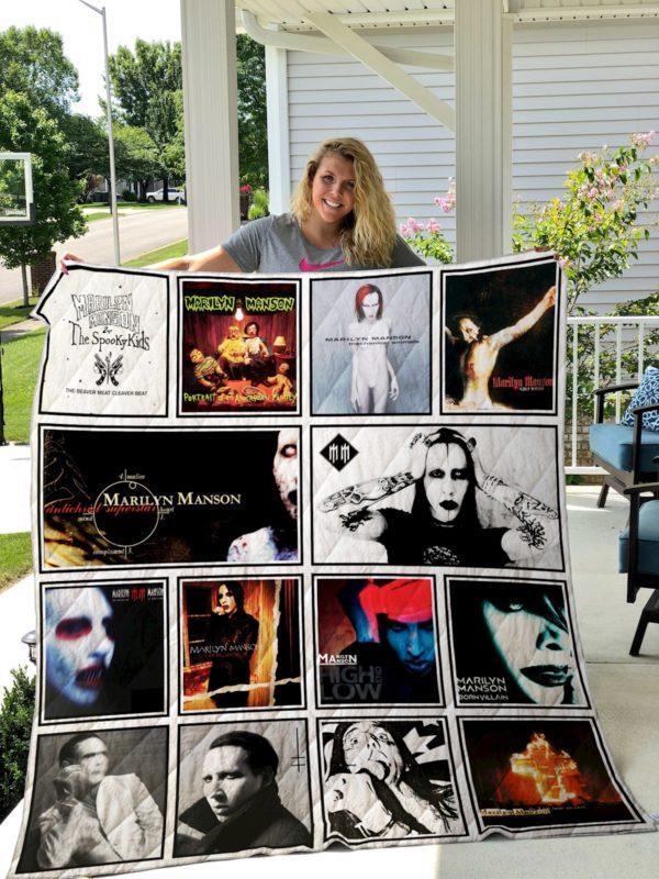 Marilyn Manson Quilt Blanket - Marilyn Manson Musician Vintage Quilt Bedding Set