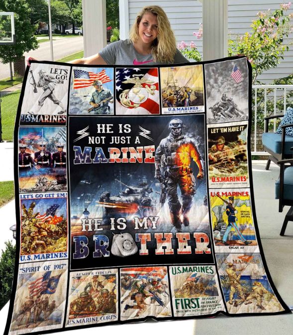 Marine Brother Quilt Blanket - Keep your brother close with this heartfelt Marine Brother quilt blanket
