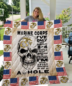 Marine Corps Quilt Blanket with Patriotic Design