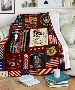 Marine Mom Fleece Blanket Quilt Bedding Set for Strong Moms