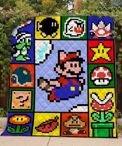 Mario Video Game-Inspired Quilt Bedding Set Th0607 for Gamers
