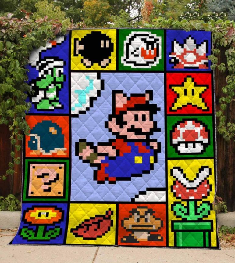 Mario Video Game-Inspired Quilt Bedding Set Th0607 for Gamers