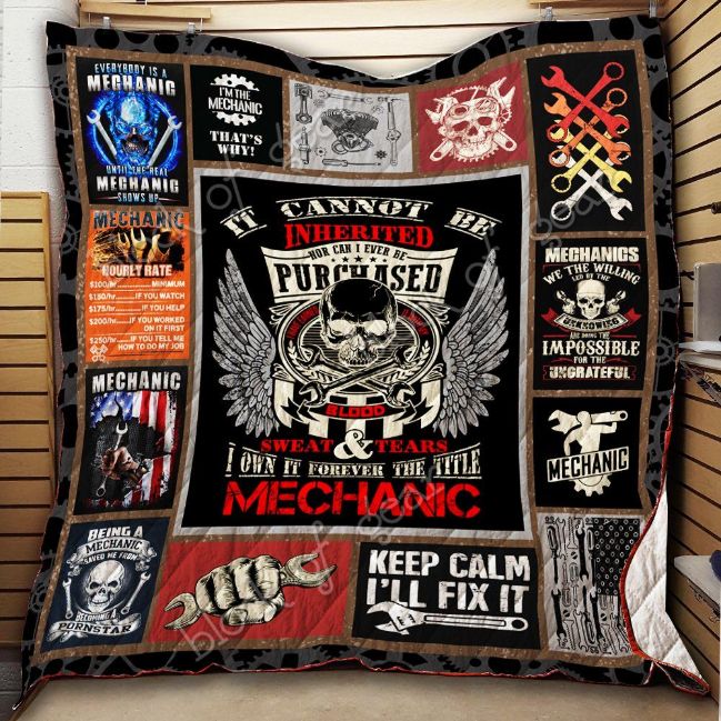 Mechanic I Own It Forever The Title Quilt Bedding Set for Car and Motorcycle Enthusiasts