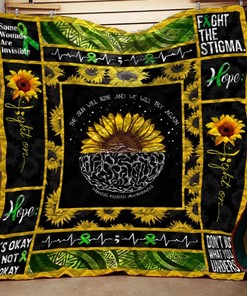 Mental Health Awareness Sunflower Quilt Blanket - Supportive Gift for Your Loved Ones
