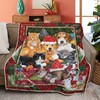 Merry Christmas Quilt Bedding Set, Christmas Gift, Christmas Meeting Cats and Dogs Bed Set for Girls