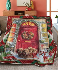 Merry Christmas Quilt Blanket, Christmas Gift, Christmas Gift Basket Quilt Blanket
