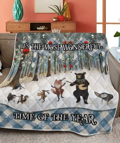 Merry Christmas Quilt Blanket, Christmas Gift, Christmas It's The Most Wonderful Time Of The Year Quilt Blanket