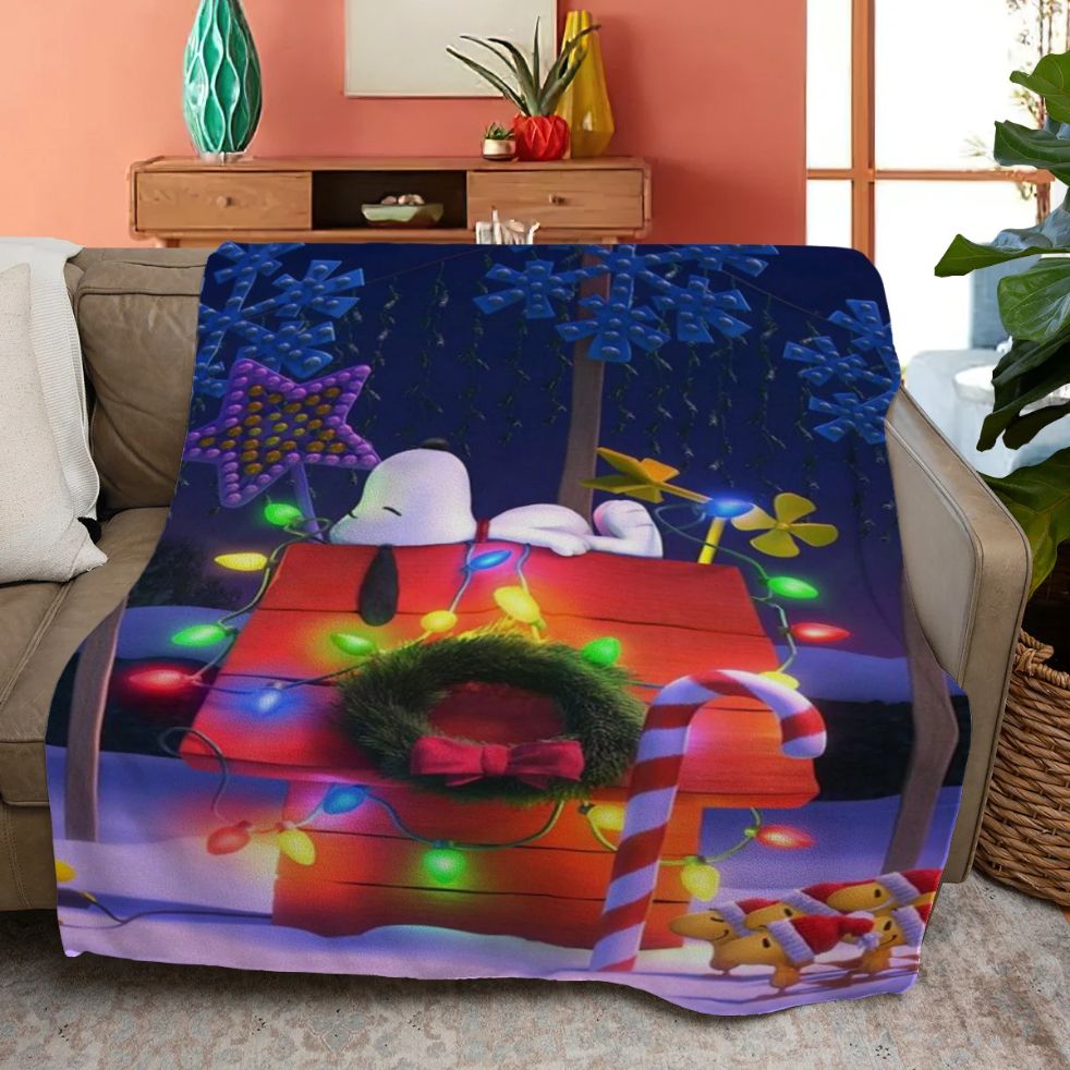 Merry Christmas Snoopy Peanuts Gift Quilt Blanket - Soft and Snuggly