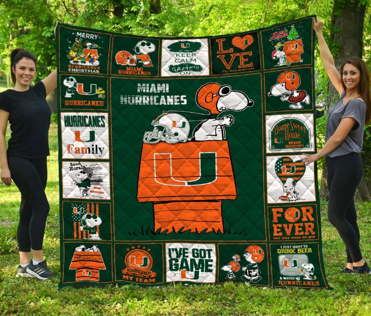 Miami Hurricanes Snuggle Me at Home Quilt Blanket - Warm and Cozy