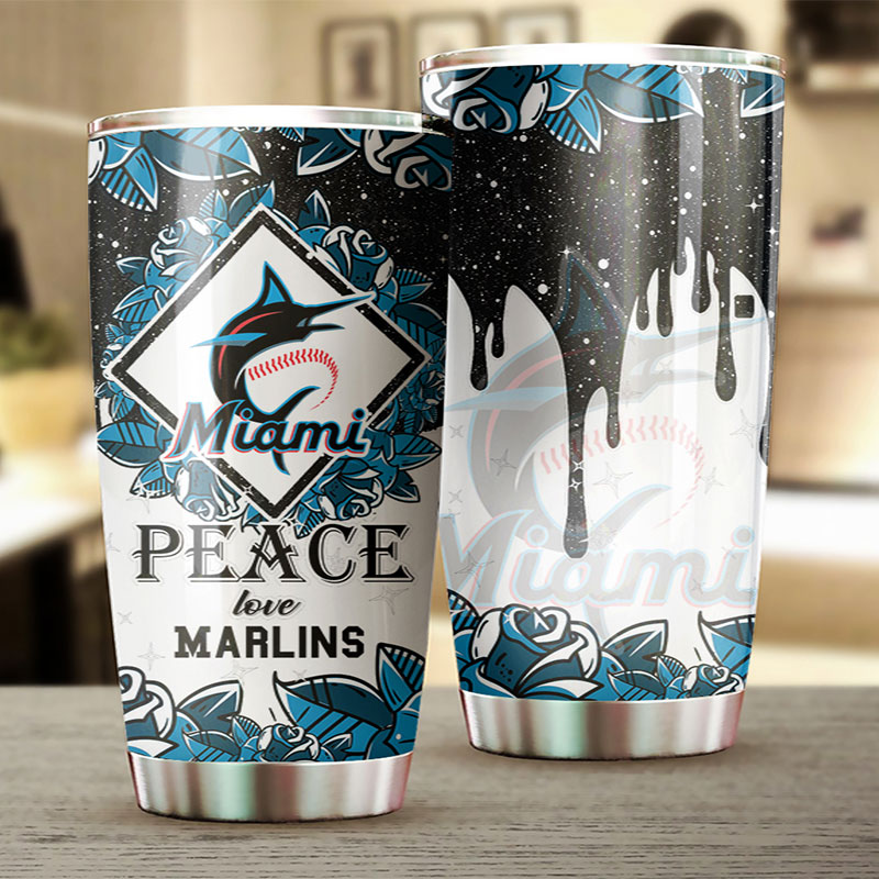 Miami Marlins MLB Tumbler - Peace and Love Edition - Image 2
