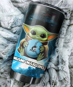 Miami Marlins MLB Tumbler with Baby Yoda Personalization