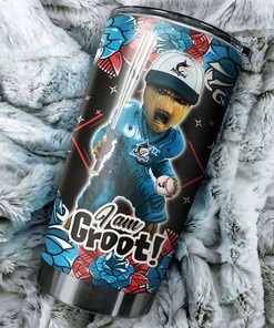 Miami Marlins MLB Tumbler with Marvel's "I Am Groot" Personalization