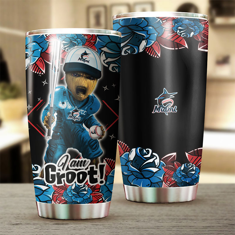 Miami Marlins MLB Tumbler with Marvel's "I Am Groot" Personalization - Image 2