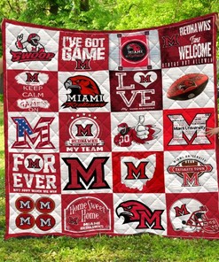 Miami Redhawk Forever Quilt Blanket College Sports Bedding Set